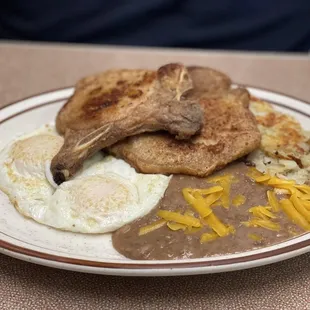 Pork chops and eggs
