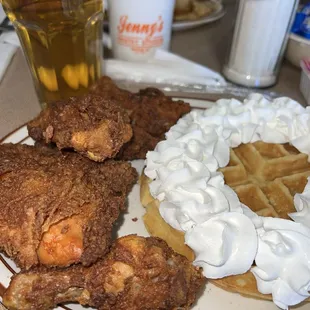 Chicken &amp; Waffles (includes strawberries but I prefer whip only).