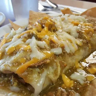 Wet Chili Verde Burrito