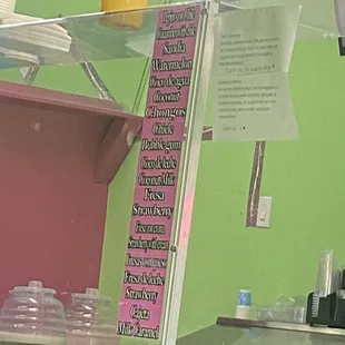 Ice cream area and flavors