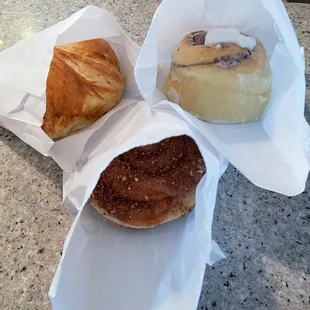 two donuts and a pastry
