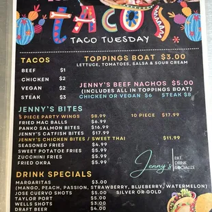 Taco Tuesday Menu