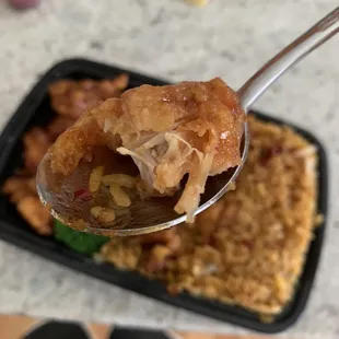 a spoon full of food