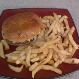 This was &quot;CHEESE BURGER&quot; w/ fries &amp; drink for $7.99!! This plate is very large &amp; the meal leaves NO ROOM to spare!!