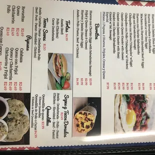 menu, tacos