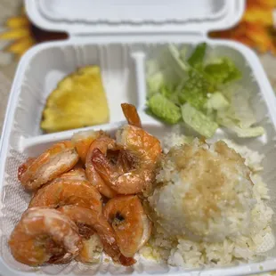 Garlic butter shrimp plate