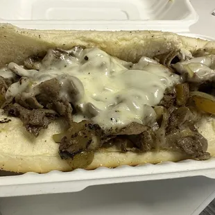 Cheesesteak with onions and peppers: decent! Good amount of steak and flavorful.