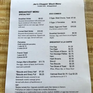 Breakfast Menu