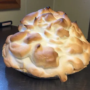 a baked pie on a table