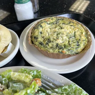 Spinach-tomato-feta crustless quiche   Caesar salad, medium