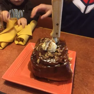 When the cinnamon roll comes with a steak knife you know they mean business