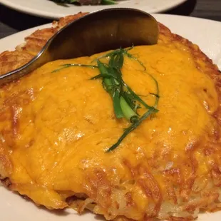 Cheesy hash browns.