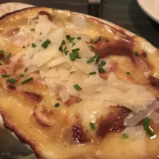 Cheesy scalped tates are a must.