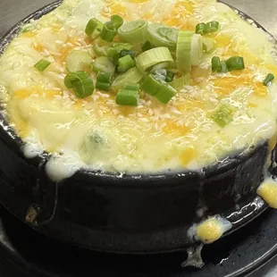 Steamed egg with cheese added to it!