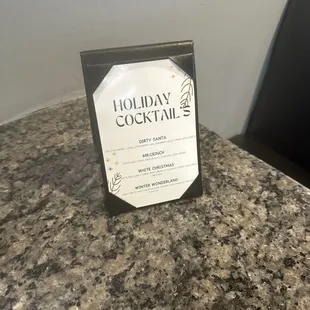 Cocktail menu