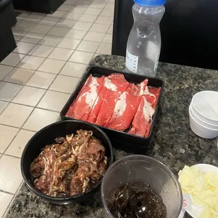 Beef brisket and beef Bulgogi