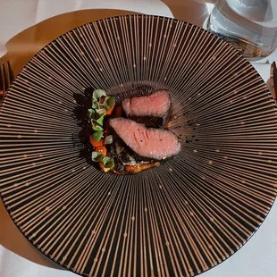 Australian Wagyu. Carrot. Jorim Glaze. Cabbage