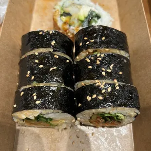 shows a box of sushi