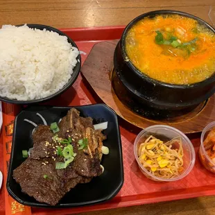 Kalbi and tofu soup combo. This is close to $30.