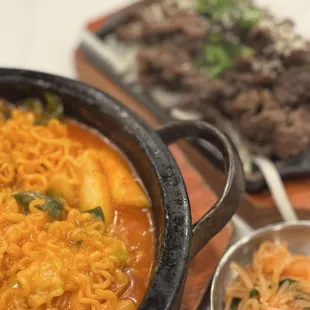 Left: Cheese Rice Cake Deluxe Top right: Grilled Marbled Beef Brisket