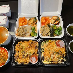 a variety of asian food