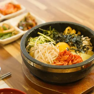 a bowl of food on a table