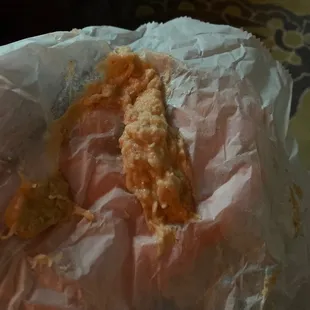 "Shredded" chicken sandwich. More like blended and puréed. Gross.