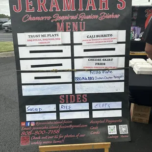 Menu at What the Truck in Waikele