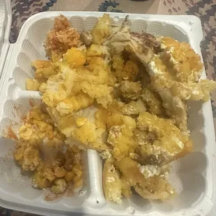 Half of the dry potato &quot;Cali&quot; burrito. I opened it up to eat just the little meat in it because I was over the fries.