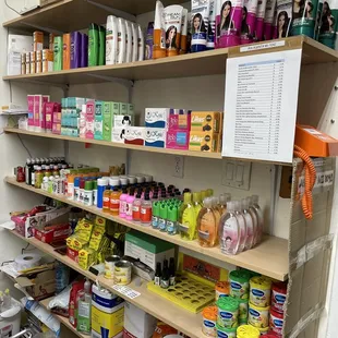 shelves full of products