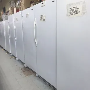 a row of refrigerators
