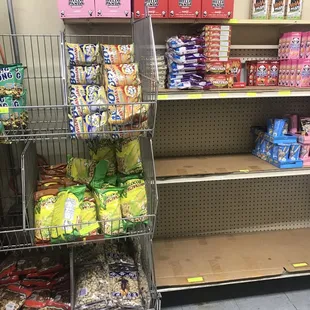 shelves full of snacks
