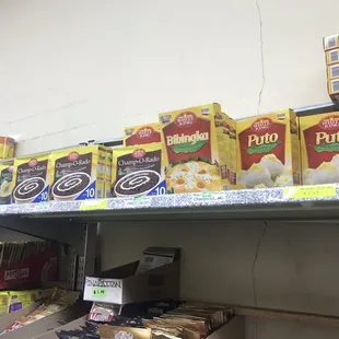 shelves of food
