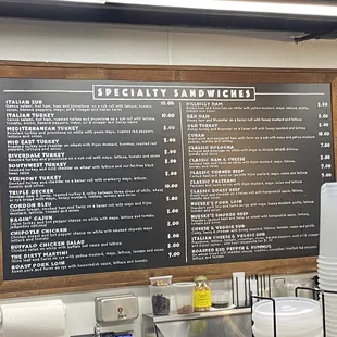 Wow look at all of the specialty sandwiches