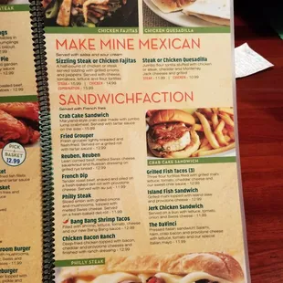 Fajitas, Quesadillas, Sandwiches