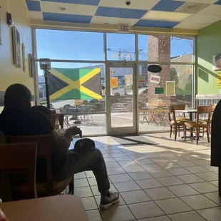 a man sitting in a restaurant