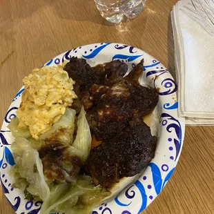 Jerk Chicken, Cabbage and Mac&amp;Cheese