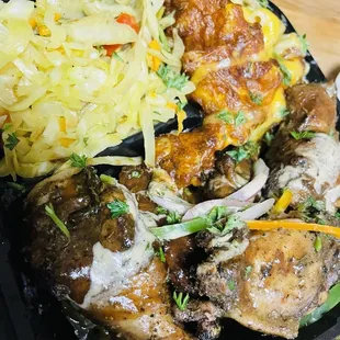 Wingz and Tingz with side of JaMac N Cheese and Cabbage