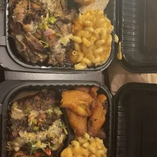 The Jerk Box N Mac &amp; Jerk salmon with Plantain, Coco Bread, Ja Mac N Cheese