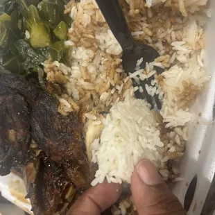 Clump of hard old rice