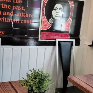 a table with a plant on it