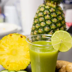 a pineapple and cucumber smoothie