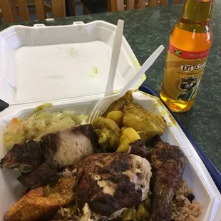 Curry Chicken &amp; Jerk Chicken Combo Plate....delicious