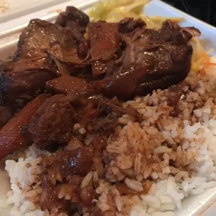 Stew Chicken White Rice Steam Veggies