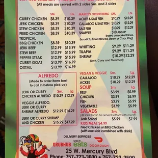 Updated menu June 2021-As you can see their prices haven&apos;t changed much in 3 years !!!