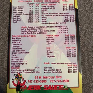 Menu back