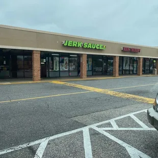 a car parked in front of a store