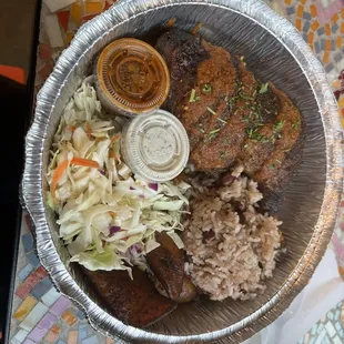 Jerk chicken (fried) plate