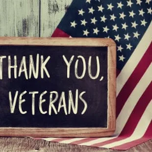 thank you veterans written on a chalkboard