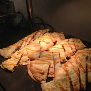a tray of quesadillas